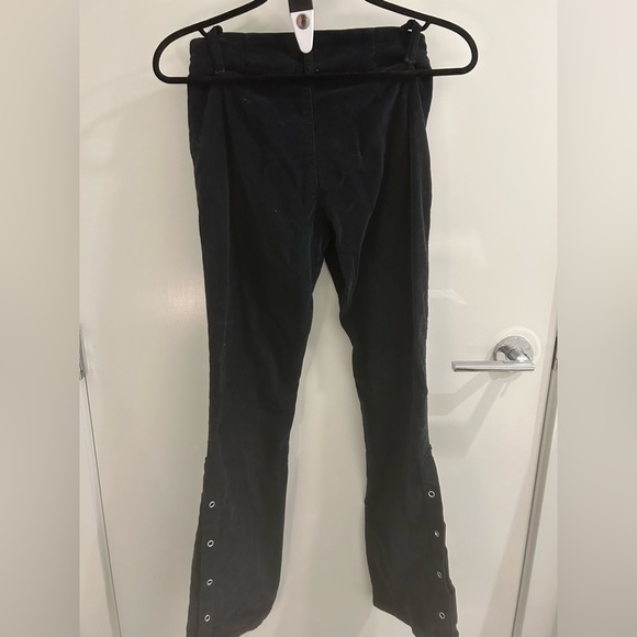 fit and flair velvet pants with detail towards the bottom - Picture 2 of 3